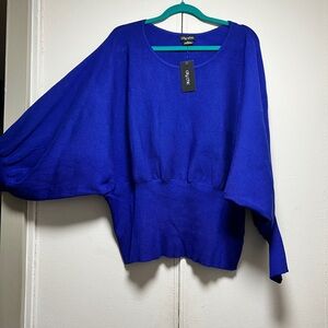 City Chic Cobalt Blue Knit Crewneck Sweater
